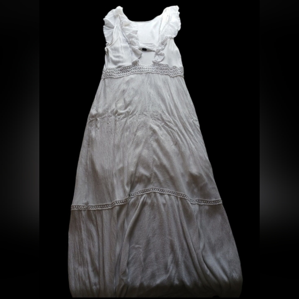 Forever 21 Maxi dress tiered sleeveless embroidered white Cottage Core XL